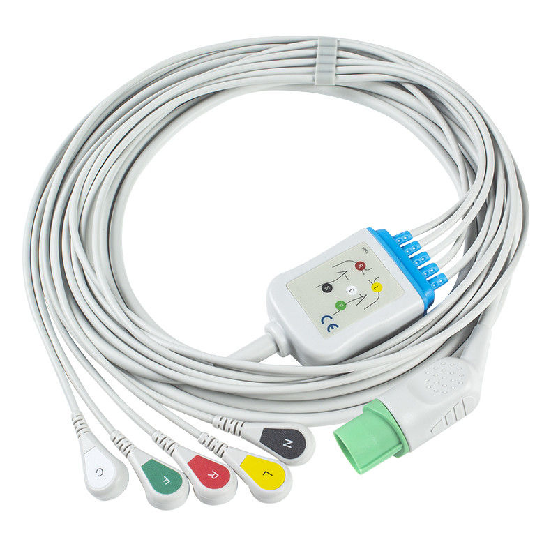 Nihon Kohden TEC-7631C Kabel ECG Dan Leadwires Konektor 11pin Kabel ECG 5 Lead IEC Snap