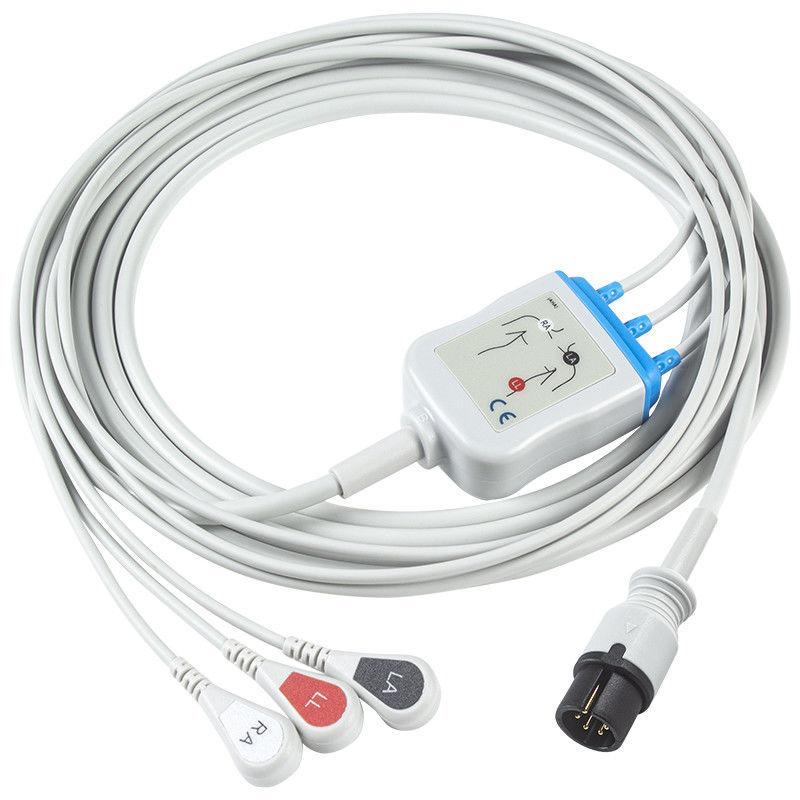 Edan Kompatibel EKG Direct-Connect Kabel dan leadwires 6Pin Universal AAMI 3Lead AHA Snap