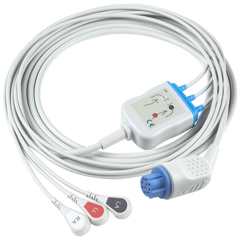 Untuk Datex Ohmeda Kompatibel langsung-Connect ECG Kabel dan leadwires 3Lead AHA Snap