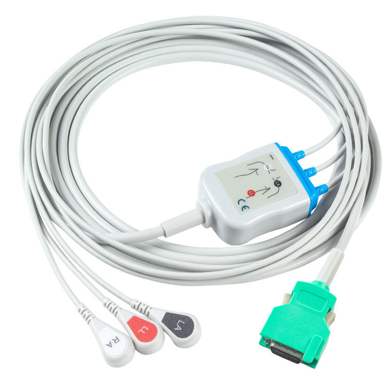 Untuk Nihon Kohden Kompatibel langsung-Connect ECG Kabel dan leadwires 3Lead AHA Snap