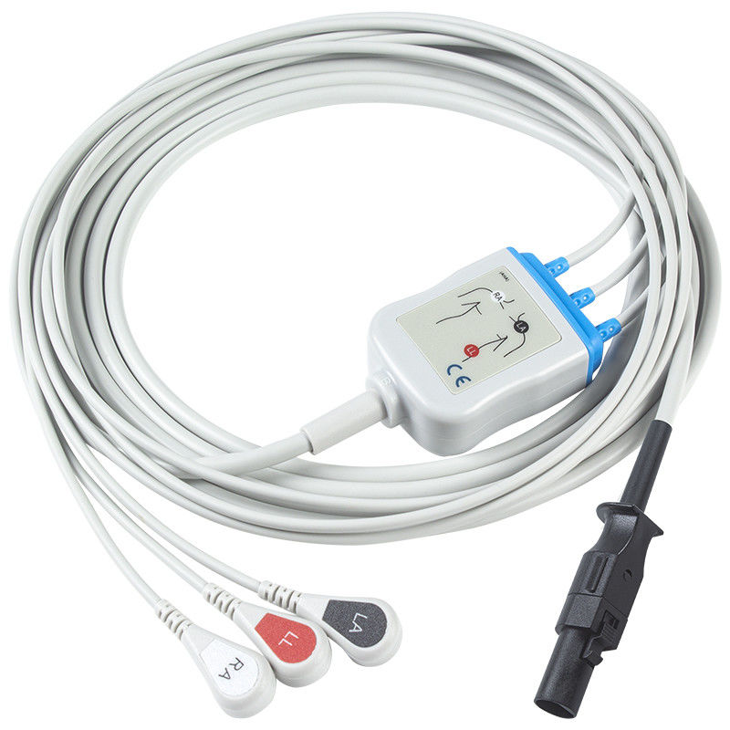 Untuk Welch Allyn Kompatibel Aha Iec ECG Kabel 008-0880-00 3 Lead Aha Snap