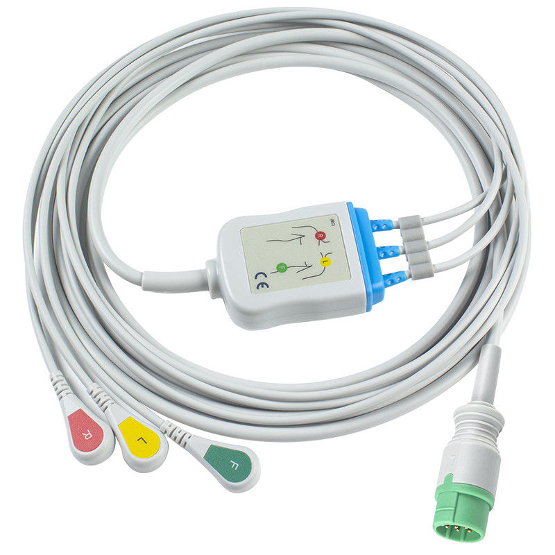 Untuk Schiller kompatibel ECG Kabel Dan Leadwires Direct Connect 3 Lead Iec Snap