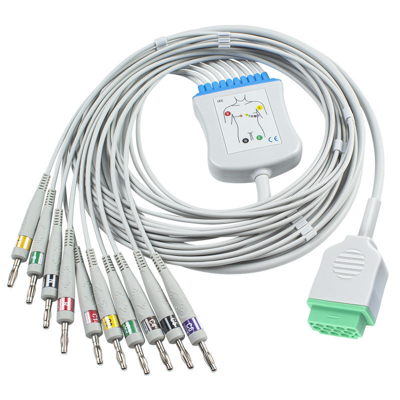 GE Healtcare Marquette 10 memimpin Kabel EKG untuk Cath-Lab Dash Eagle Mac Lab Modul PDM SOLAR IEC Banana 4.0