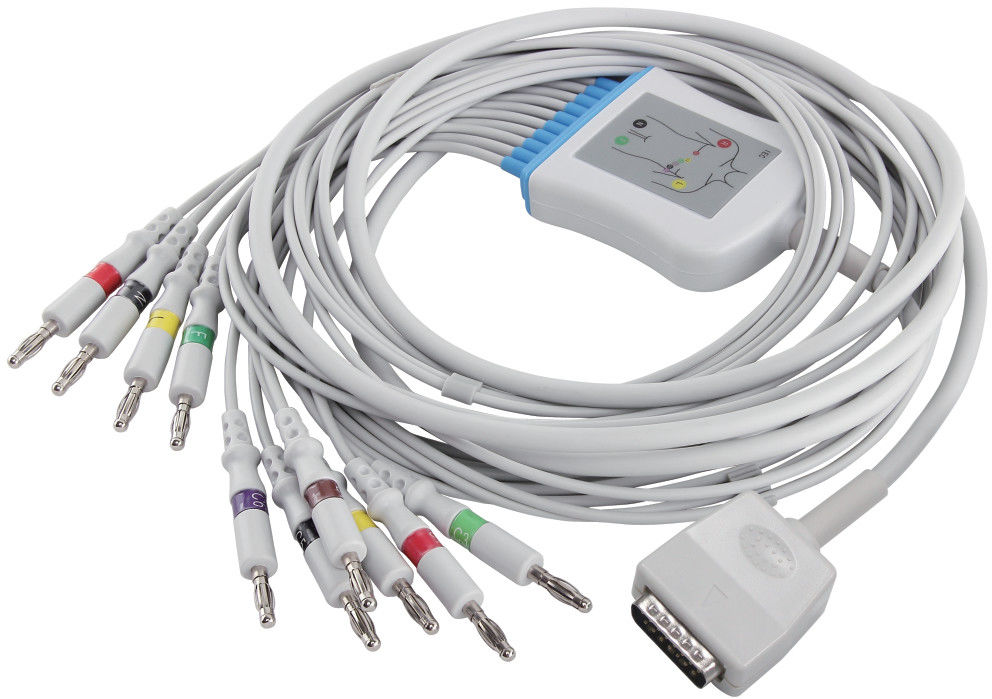 Nihon Kohden 45502-NK EKG Cable Q-Stress ECG EKG Cable untuk 5151A 5403A BSM-6501A dan Leadwires Konektor Pisang IEC 4.0