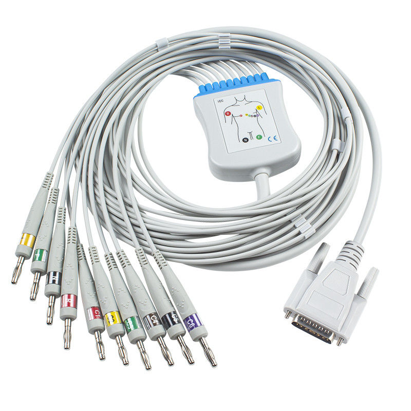 Nihon Kohden Ekg Trunk Cable BA-902D ECG-FD07 ECG-9010K Leadwires 15 Pin IEC Banana 4.0