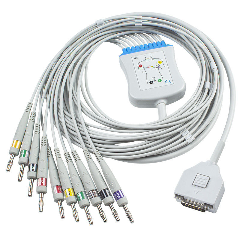 Fukuda ME Kabel EKG KP-500 KP-500D Cardisuny EKG Kabel Monitor Pasien 10 Memimpin Kabel Konektor IEC Banana 4.0