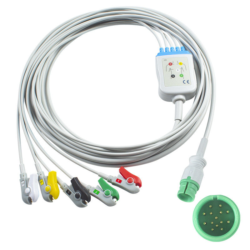 Promed PM-12 PM-12C PM-12D Kabel EKG dan Leadwires 14pin Konektor EKG Kabel 3 Lead IEC snap