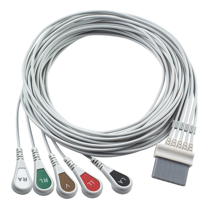 Kabel EKG Schiller dan Leadwires 7pin Connector ECG Kabel 5 Lead IEC snap grabber