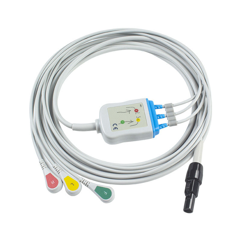 Welch allyn Propaq LT Kabel EKG dan Leadwires Kabel pasien 3 Lead ECG Leadwire 008-0879-00 IEC Snap