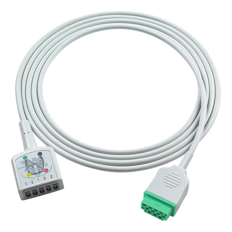 GE Marquette 11Pin 5Lead ECG Trunk Adapter Kabel 1553AAO 120 250cx 259cx Vivid S6 ECG Ekstensi Kabel Euro Style