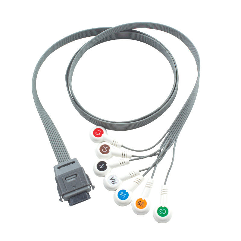 7Lead EKG Holter Kabel TPU Bahan IEC Snap Kompatibel untuk Edan Biomedis Instrumen