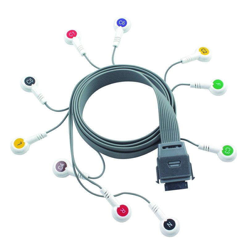 Grey 10 Lead ECG Holter Kabel Kompatibel untuk Edan Biomedis Instrumen IEC Snap