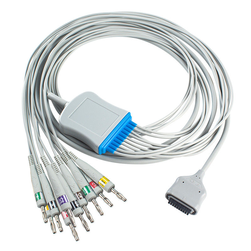 EDAN Dx12 10Lead EKG Holter Kabel Pisang Untuk Trunk Kabel Panjang 2.2M Kompatibilitas