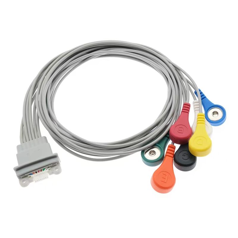 Kompatibel untuk Schiller Medilog AR12 Plus ECG Holter Kabel 7Lead IEC Snap AR4 Plus FD5