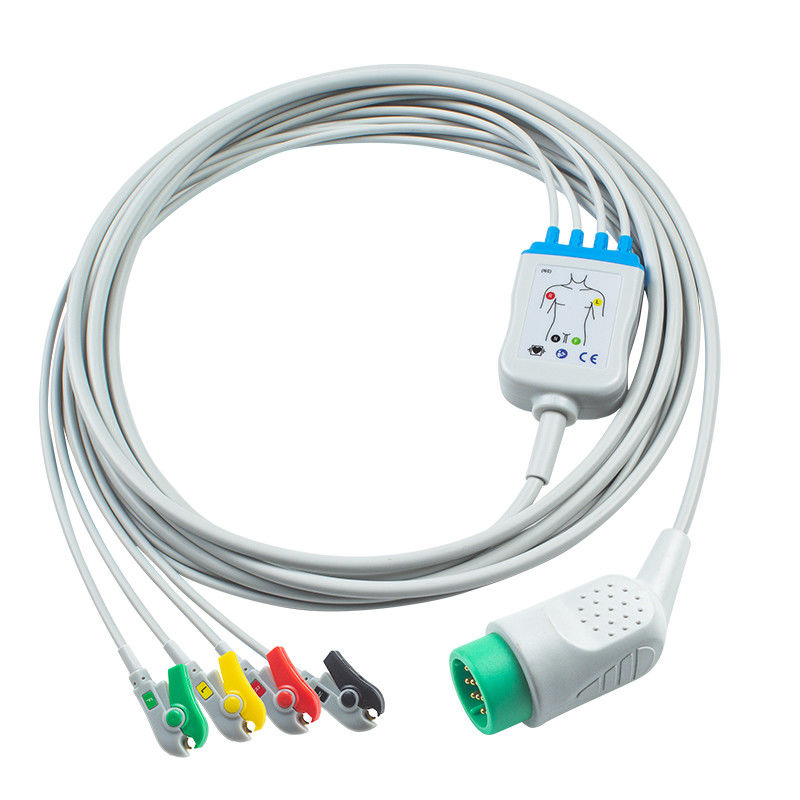 Snap/Pinch Patient End 4Lead ECG Cable Untuk Medtronic Lifepak 20e AHA/IEC Color Coding
