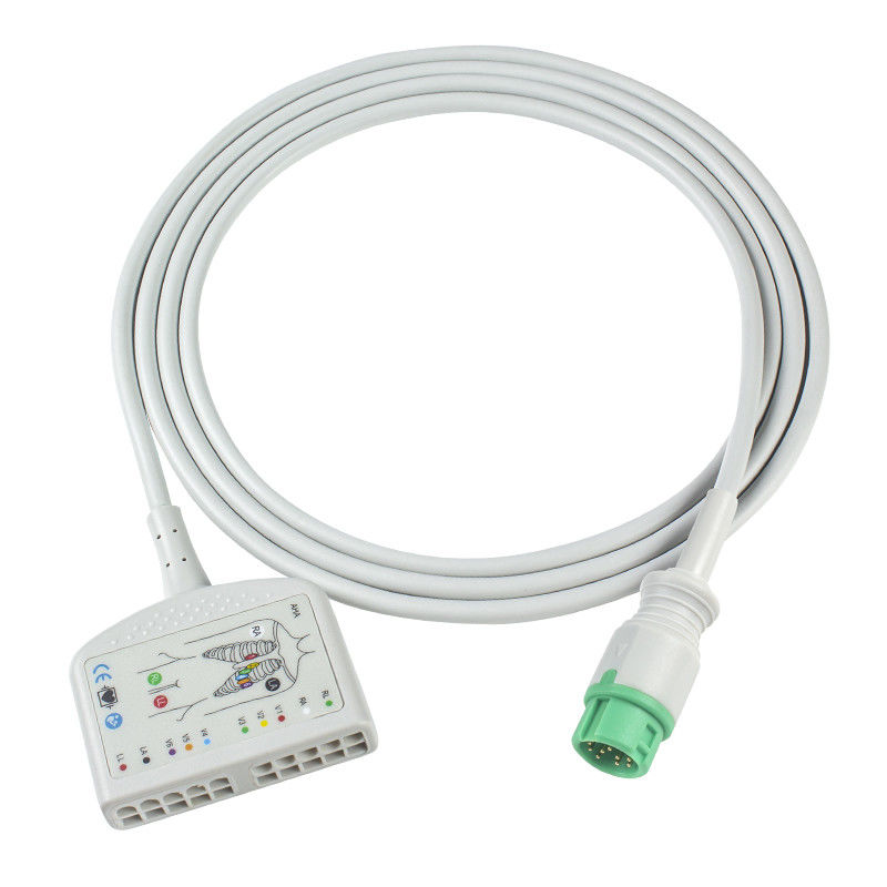 TPU Dynascope DS-5100E 12Pin ECG Patient Cable 10Lead untuk Kompatibilitas Dewasa/Pediatrik