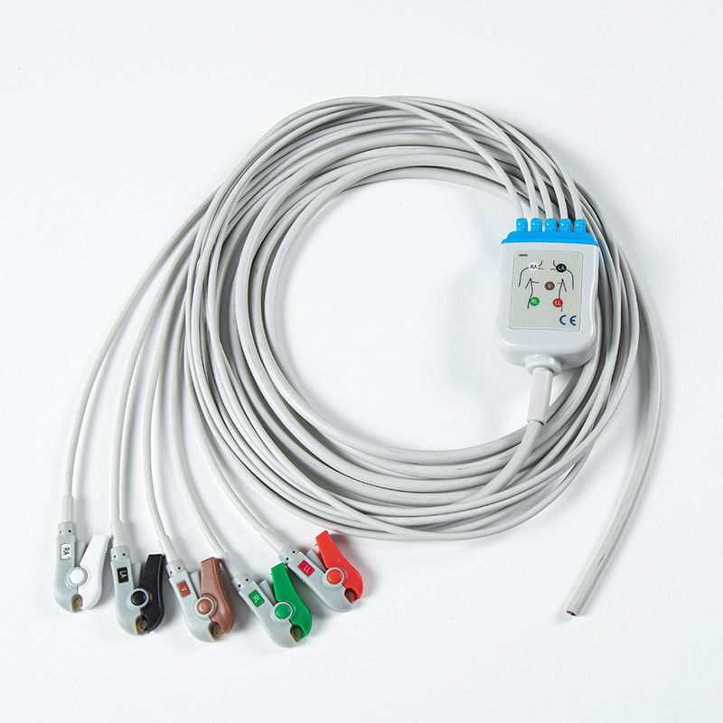 5 Lead Grey AHA Grabber Kabel EKG Semi Finished Spare Parts Untuk Peralatan Rumah Sakit