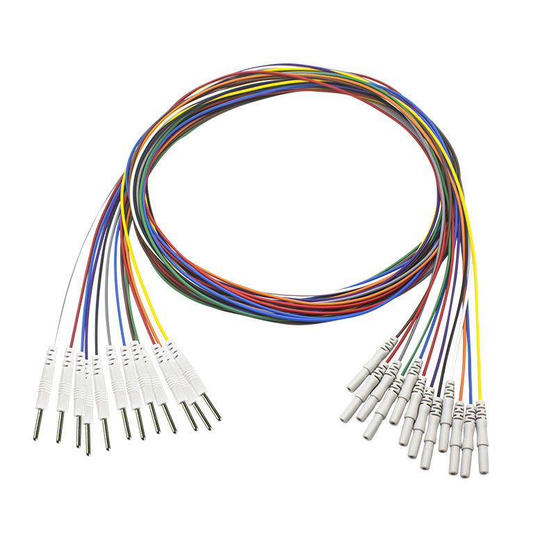 Din 1.5mm-2.0mm Pin Elektroda Jarum EEG Berlapis Emas EEG EMG Leadwires Elektroda