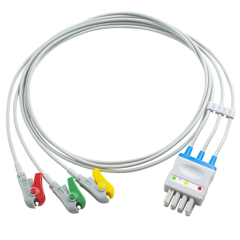 Kabel EKG Nihon Kohden BR-906P BR-903PA K911A Set 3 Lead Grabber Clip Ke Konektor 4 Pin Ganda