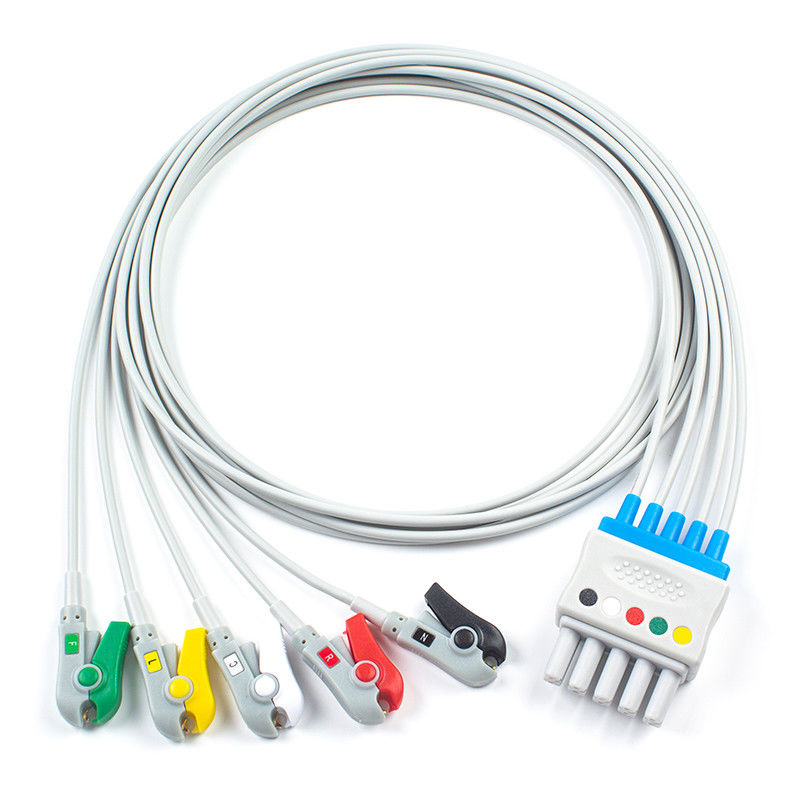 Siemens Drager ECG Leadwires 5956359 MP03414 Set 5 Lead Grabber Clip Ke Konektor 5 Pin Ganda