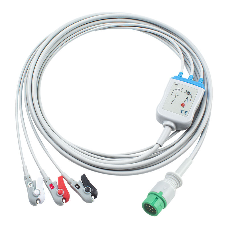 Ecomed Kabel EKG dan Leadwires 12pin Connector ECG Kabel 3 5 Lead IEC AHA Snap Grabber Clip
