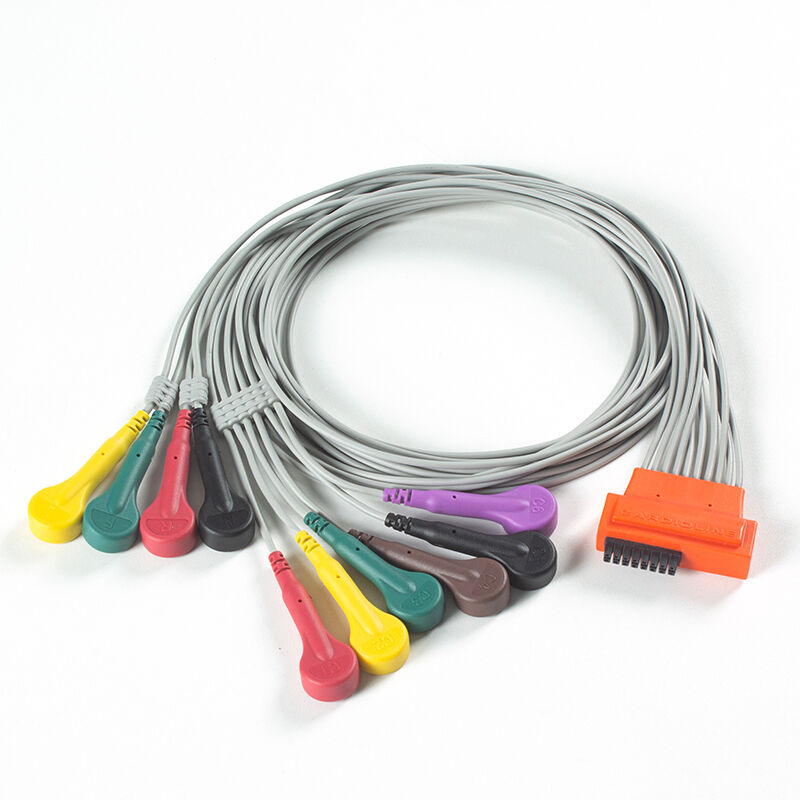 Kabel EKG Holter 10 Sadapan Kompatibel Cardioline TouchECG HD+ dengan Bahan TPU dan Kode Warna IEC