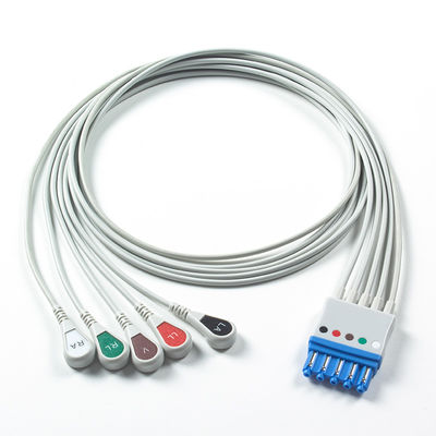 Kabel Led EKG yang kompatibel untuk Datascope/Maquet/Getinge 5 Lead, Snap AHA