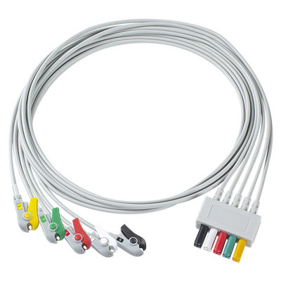 S-iemens Patient Cable ECG 5 Lead S-iemens IEC Grabber ECG Lead untuk Dewasa atau Pediatrik dalam Warna Abu-abu