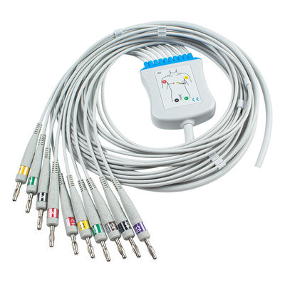 Kabel EKG semi-selesai 10Lead dengan ujung pisang Kompatibel semua aksesoris medis